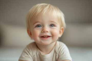 Naklejka premium portrait of an white little boy with a smile