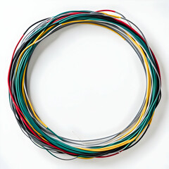 tangled electrical cables circle border