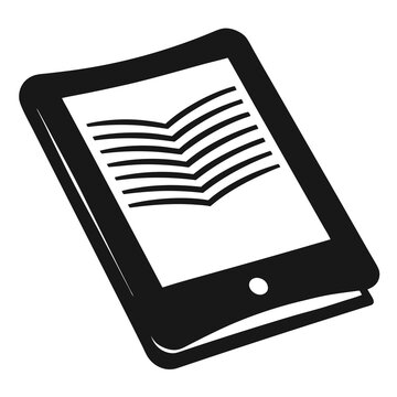  modern e reader with text display icon silhouette vector art illustration
