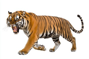 Obraz premium Asia Bengal tiger portrait isolated on clean png background, hunter in the forest, wild life concept.