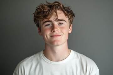 Obraz premium Portrait of smiling white cute teenage boy