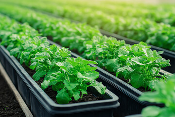 Lush crops growing on a resourceabundant farm, wind turbines and solar panels providing clean energy, farm, sustainable resource agriculture