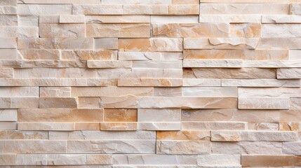 Fototapeta premium Beige Brick Elegance, a textured beige brick wall featuring subtle horizontal lines, creating a simple yet sophisticated backdrop for various design applications.