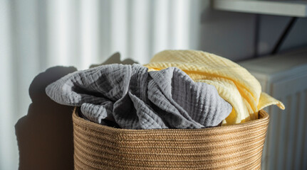 Cotton Cord Basket Foldable Natural Seagrass Basket Flower Laundry Basket