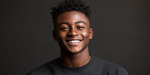 Obraz premium Black teenager boy on a studio background