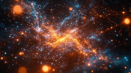 Fototapeta premium Neural network spark synapses and neurons firing