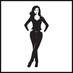 Fototapeta premium Confident Woman Silhouette with Hands on Hips