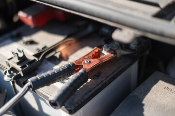 The terminals are on the car battery for charging. 