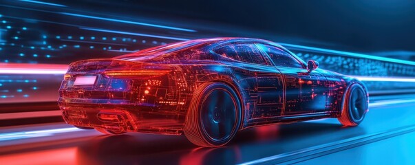 Futuristic digital car design a glimpse into the future of automotive technology and innovation in motion