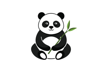 Cuddly Panda Eating Bamboo Vector Illustration Cute and Playful Wildlife Design for Mascot and Nature Art