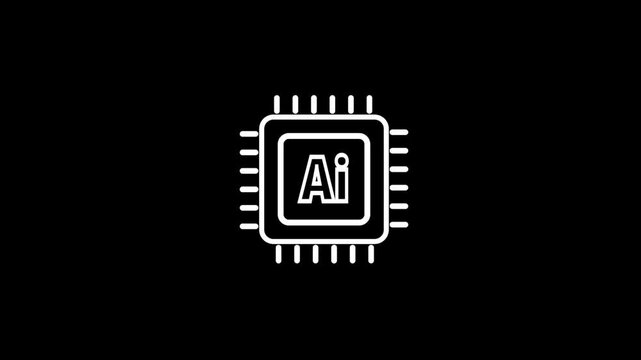 Computer processor icon Animation , digital logotype CPU icon background