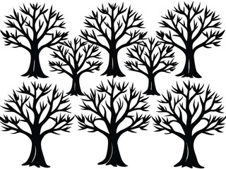 Obraz premium Silhouette Tree Set. 