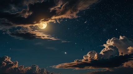 Naklejka premium moon and clouds in dream