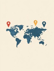 Image of Travel destinations are marked on a world map outline, emphasizing locations for future explorations and adventures. Generative AI printed on Printed Aluminium Shower Panels