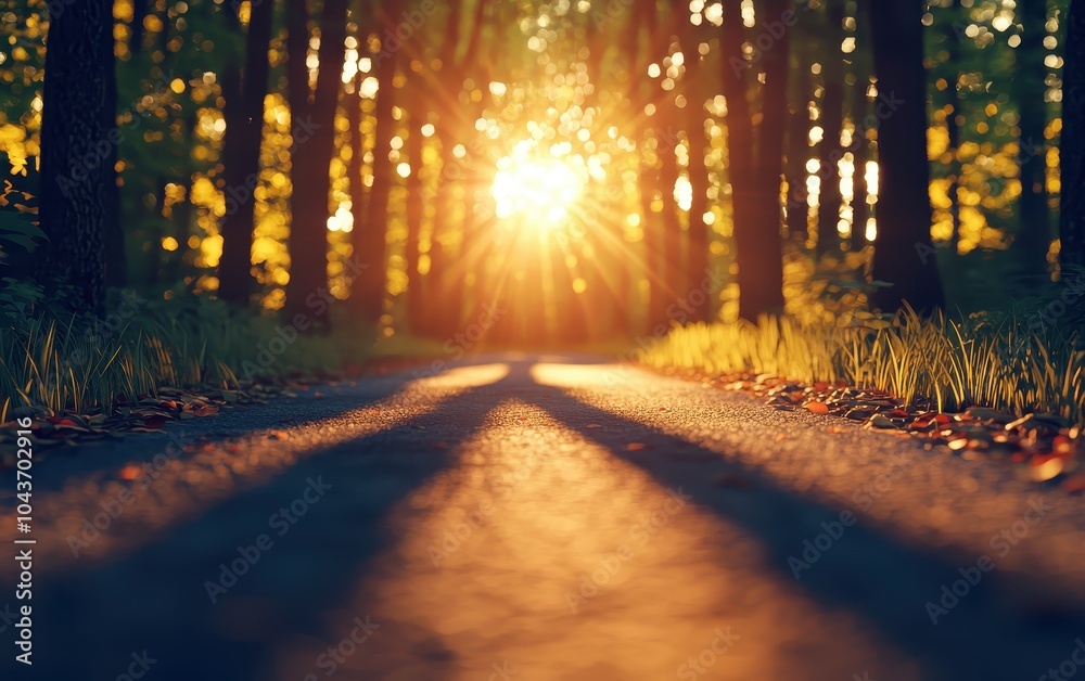 Poster sunlight filters through forest trees