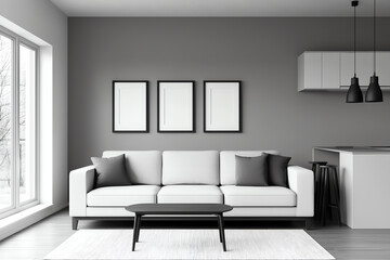 Handdrawn floor plan sketch of a spacious, lightfilled apartment interior, interior, layout design