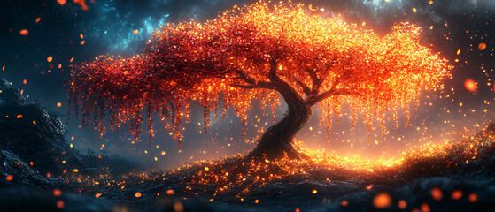 Magical Glowing Tree in a Fantasy Forest
