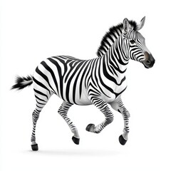 Fototapeta premium Zebra running on white isolate background