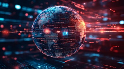 Global digital connection background with blue spots and a world map design representing technology and communication