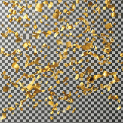 Elegant Falling Golden Confetti on Transparent Background