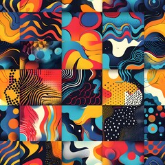 Obraz premium Unique Seamless Abstract Patterns in Vibrant Colors.