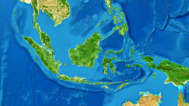 8K Indonesia Map, High Resolution Satellite View With No Border, Widescreen 8K Resolution
