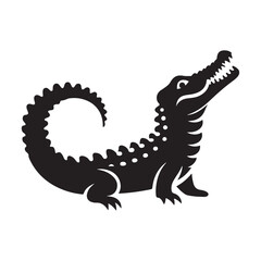 Alligator, Crocodile, Silhouette, Vector, symbol, Icon, Isolated on White Background