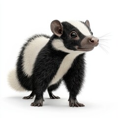 Obraz premium Cute badger with distinctive black and white fur, white isolated background.