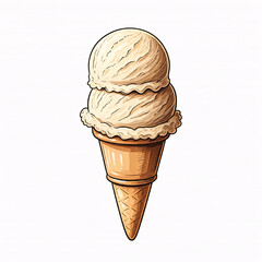 cartoon illustration of a double scoop vanilla ice cream cone