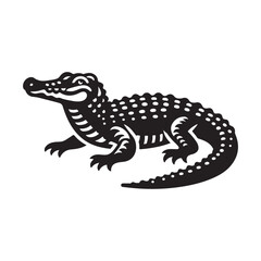 Obraz premium Alligator, Crocodile, Silhouette, Vector, symbol, Icon, Isolated on White Background