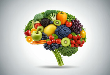 Visualization, the human brain from vegetables and fruits. You are what you eat.