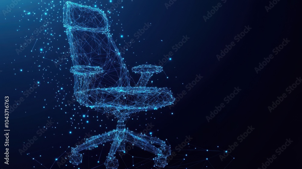 Wall mural abstract image of a office chair low poly in the form of a starry sky or space, consisting of points
