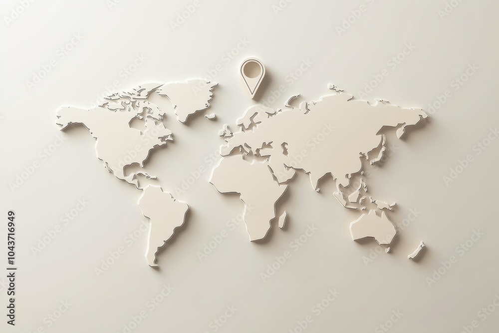 Aufkleber a world map displays key travel destinations marked with pins, highlighting popular locations across