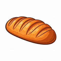 cartoon illustration of a freshly baked loaf of bread on white background