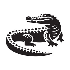 Alligator, Crocodile, Silhouette, Vector, symbol, Icon, Isolated on White Background