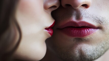 Obraz premium closeup couple with lips close