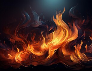 Fototapeta premium Flammendes Inferno vor einem dunklen Hintergrund