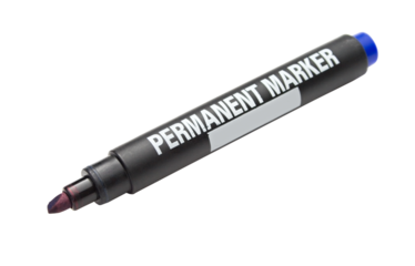 Blue marker on the white background