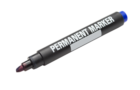 Blue marker on the white background
