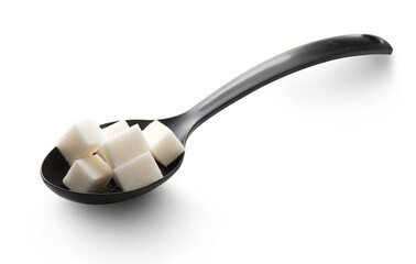 Sugar in a spoon isolated over white background