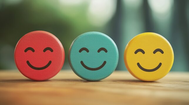 Hand expressing emotions through icons representing feedback ratings and customer satisfaction evaluation in client assessment survey concepts