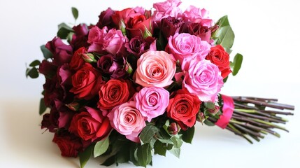 Obraz premium Elegant Assortment Vibrant Pink and Red Rose Bouquet