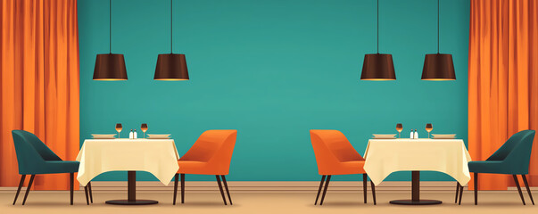 Fototapeta premium Artistic sketch of a highend restaurant interior layout with elegant table arrangements and ambient lighting, interior, hospitality layout