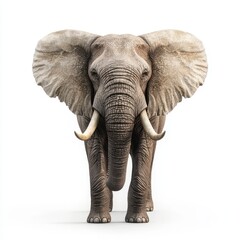 Fototapeta premium Elephant standing forward, white isolated background