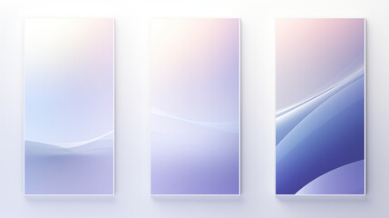 Abstract Triptych with Gradient Blues and Pastel Shades
