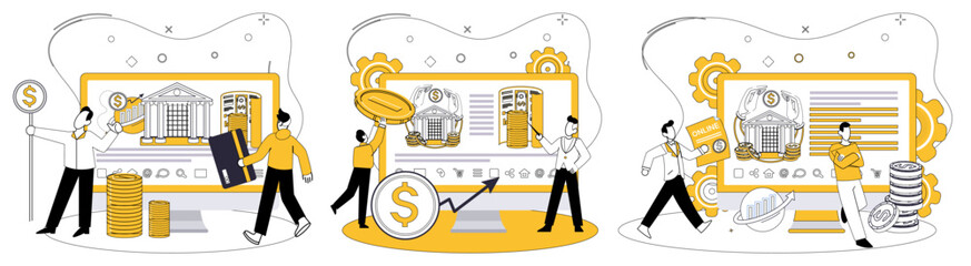 Money management vector illustration. Financial reports unfold like roadmap, guiding businesses to their economic destinations In technological symphony, money management is melodic note financial