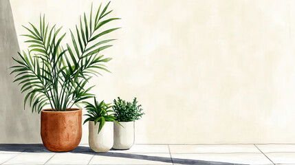 Fototapeta premium Conceptual sketch of an ecofriendly interior layout using natural materials and organic forms, interior, sustainable design