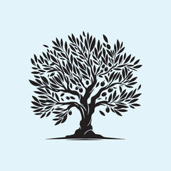 Naklejka premium Editable Black Olive Tree Silhouette Vector Illustration with Transparent Background