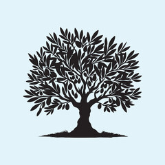 Obraz premium Editable Black Olive Tree Silhouette Vector Illustration with Transparent Background