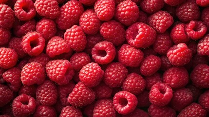 Vibrant raspberries completely occupy the frame as a delectable food backdrop